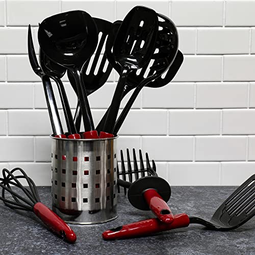  Select Nylon Cooking And Serving Spaghetti Or Pasta Fork, 12.5 Inch, Red