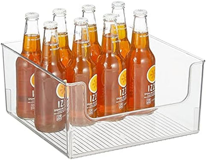  Modern Plastic Open Front Dip Storage Organizer Bin Basket For Kitchen Organization - Shelf, Cubby, Cabinet, And Pantry Organizing Decor - Ligne Collection - Clear