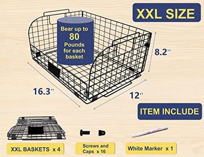  4 PACK XXL Kitchen Organization And Storage Pantry Baskets,Fruit Basket For Kitchen Cabinet,Metal Baskets For Organizing,Vegetable Fruit Snack Chips Onion Potato Cans Organization