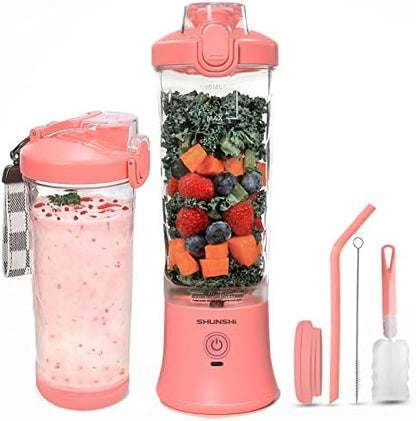  Portable Blender, Personal Size Blender For Shakes And Smoothies With 6 Blades Mini Blender 20 Oz For Kitchen,Home,Travel(White)
