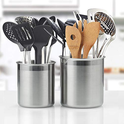  Cook N Home Stainless Steel Utensil Holder Jumbo 2PC Set, 5.5-inch X 6.3-inch And 6.3-inch X 7.08-inch, Silver