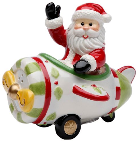  10660 Santa In Plane Salt And Pepper Set, 4-Inch