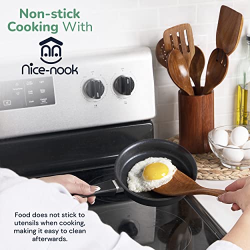  Wooden Spoons For Cooking-Kitchen Utensils Set With Holder-Nice-nook 8PCS Wooden Utensils For Cooking Made With Acacia Wood-Cooking Utensils Set Non-stick With Comfortable Soft Grip-Great House Gifts.