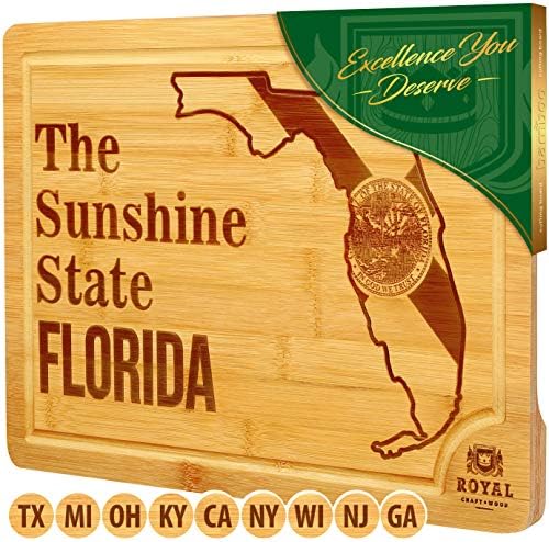  Bamboo State Cutting Board For Kitchen – California Cheese Board, Charcuterie Platter & Serving Tray, (15" X 10")