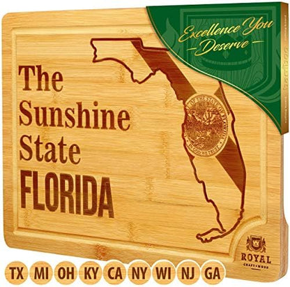  Bamboo State Cutting Board For Kitchen – California Cheese Board, Charcuterie Platter & Serving Tray, (15" X 10")