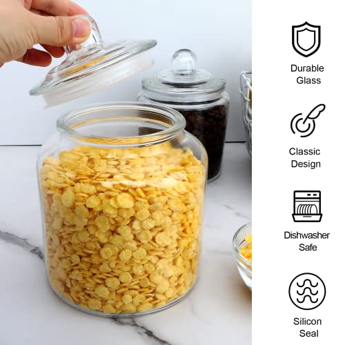  Glass Kitchen Jars,Salzesfalls Food & Cookie Storage Containers,Glass Canisters With Airtight Lid For Pantry - Flour, Coffee, Cookies, Pasta, Candy （Set Of 4）