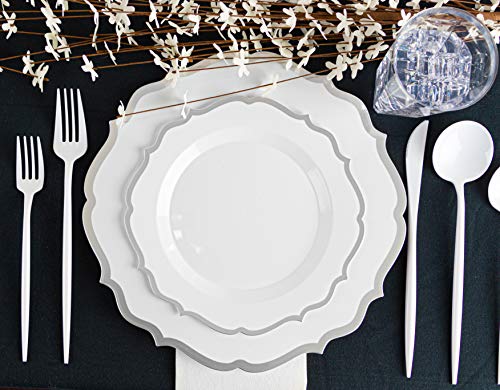  Novelty Modern Flatware, Cutlery, Disposable Plastic Salad Forks Luxury White 32 Count