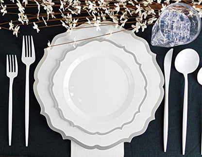  Novelty Modern Flatware, Cutlery, Disposable Plastic Salad Forks Luxury White 32 Count
