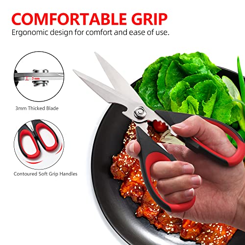  Kitchen Scissors,kitchen Shears Heavy Duty Dishwasher Safe,Stainless Steel Sharp Utility Food Cooking Scissors Multipurpose With Cover Cutting Meat, Poultry, Vegetables, Fish,2 Pack