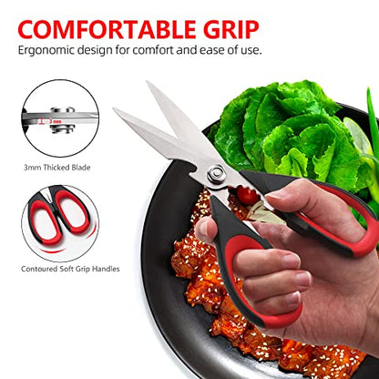  Kitchen Scissors,kitchen Shears Heavy Duty Dishwasher Safe,Stainless Steel Sharp Utility Food Cooking Scissors Multipurpose With Cover Cutting Meat, Poultry, Vegetables, Fish,2 Pack