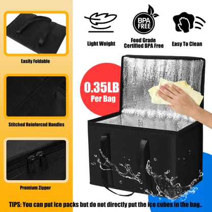  2-Pack Insulated Food Delivery Bag 30L X-Large Insulated Reusable Grocery Bags Insulated Pizza Delivery Bags Warm & Cooler Bags For Food & Grocery Delivery Bag Hold For 1.5H（16W X 11.4H X 9.4D）