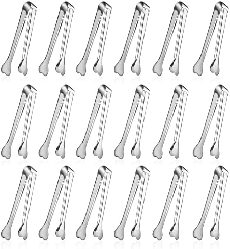  18 Pack Premium Small Serving Tongs, Mini Stainless Steel Appetizer Tongs 4.33Inch Silver