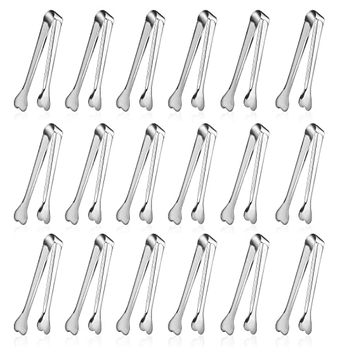  18 Pack Premium Small Serving Tongs, Mini Stainless Steel Appetizer Tongs 4.33Inch Silver