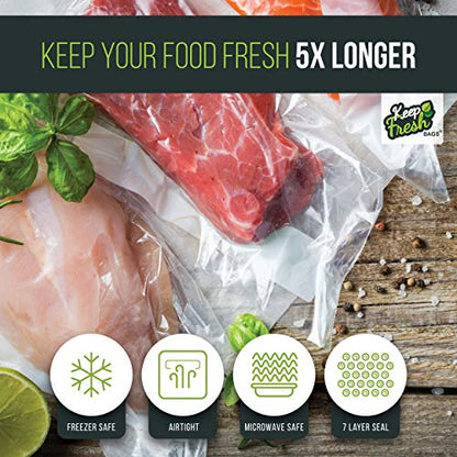  Ood Vacuum Sealer Rolls (8" X 50', 2 Rolls), 3.5mil Food Storage Bags For Sous Vide And Freezer Storage (100 Feet)