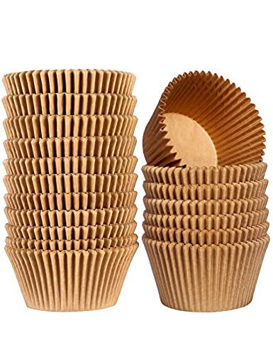  Fbera Jumbo Cupcake Liners Greaseproof Paper 200 Count - Food Grade Odorless Muffin Baking Cups Cupcake Wrappers For Wedding Birthday, Natural