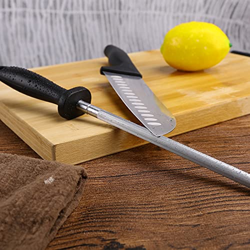  Knife Sharpener Rod, Fanerfun 13 Inch Carbon Steel Professional Knife Sharpening Steel, Knife Sharpener With Hanging Holes (13 Inches)