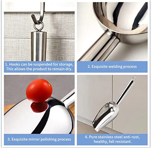  Stainless Steel Ice Scoop 12oz, 11 Inch Medium Metal Food Scoops For Kitchen Party Bar Wedding, Durable & Heavy Duty, Dishwasher Safe.