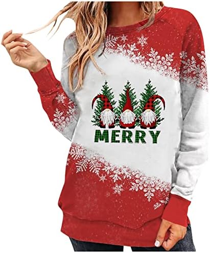  Womens Crewneck Sweatshirt Fall Fashion Sweatshirts Long Sleeve Christmas Print Loose Tops Pullover Top Streetwear