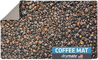  Coffee Maker Mat, (Coffee Station Bar Accessory) Protects Kitchen Countertops From Spills, Stains & Scratches - Absorbent/Waterproof/Machine Washable (USA Made) (12” X 20”) (Java Chalkboard)