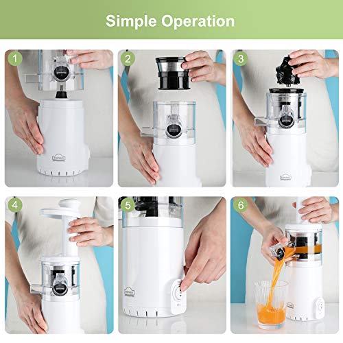  Slow Masticating Mini Juicer Extractor Easy To Clean, Cold Press Juicer Machine With Quiet Motor For High Nutrient Fruit & Vegetable Juice (Brush Included)