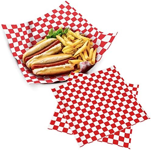  Deli Paper Sheets Sandwich Wrap Paper - 12x12" Food Wrapping Grease Resistant Checkered Liner Papers, Perfect For Restaurants, Barbecues, Picnics, Parties, Kids Meals, Outdoors - 250 Sheets