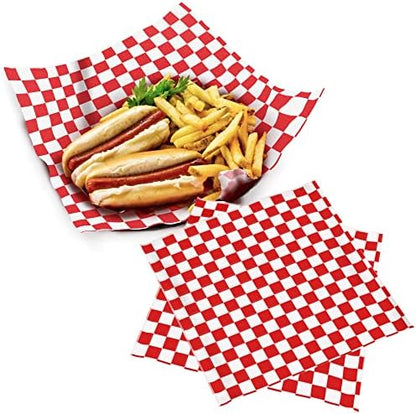  Deli Paper Sheets Sandwich Wrap Paper - 12x12" Food Wrapping Grease Resistant Checkered Liner Papers, Perfect For Restaurants, Barbecues, Picnics, Parties, Kids Meals, Outdoors - 250 Sheets