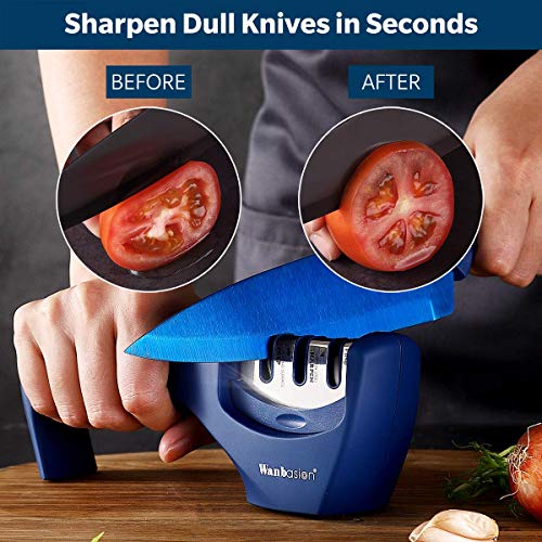  Kitchen Knife Sharpener Professional 3 Stages, Kitchen Knife Sharpener Manual Sharpening, Knife Sharpener For Kitchen Knives With Stainless Steel Ceramic Diamond Blade
