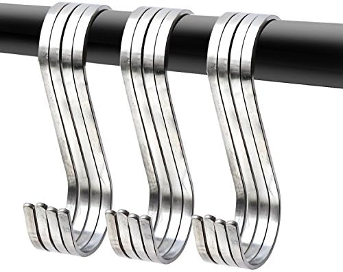  Sfun 15 Pack Size Large 3.5 Inch Flat S Hooks Heavy Duty Solid 304 Stainless Steel S Shaped Hanging Hooks,Metal Kitchen Pot Pan Hangers Rack Hooks