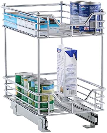 2 Tier Sliding Cabinet Organizer, Easy Glide Cabinet Shelf Organizer C4262-1