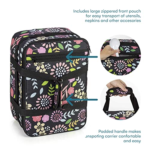  Double Casserole Insulated Travel Carry Bag (Garden Party) For Trip, Birthday Party, Mother's Day, Holiday, Christmas Day, Grocery Store, Supermarket, Outdoor Picnic Etc