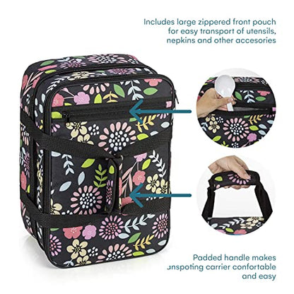  Double Casserole Insulated Travel Carry Bag (Garden Party) For Trip, Birthday Party, Mother's Day, Holiday, Christmas Day, Grocery Store, Supermarket, Outdoor Picnic Etc