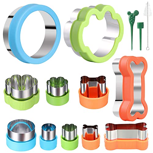  Dog Bone Cookie Cutter Set - 4 Dog Bone 4 Footprint 3 Round Biscuit Cutters Sandwiches Cutter Set Different Sizes Mini Small Medium Big