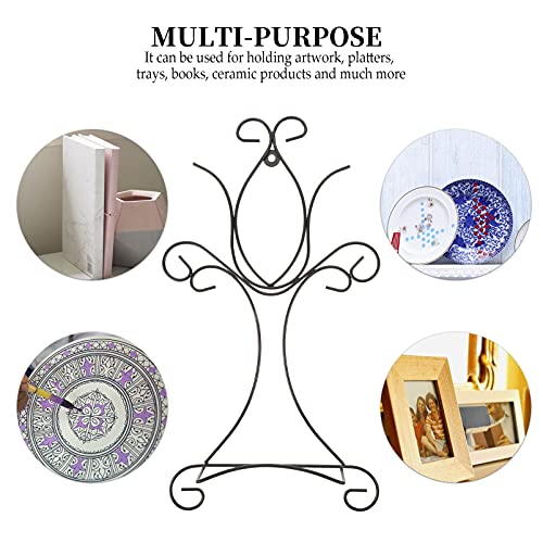  Dish Holder Black Metal Wall Mount Display Easel Horizontal Plate Rack Plate Hanger Plate Hanger Picture Frame Stand For Home Wall Hanging Decoration Ornament Black Style 1 Kids Bookshelf