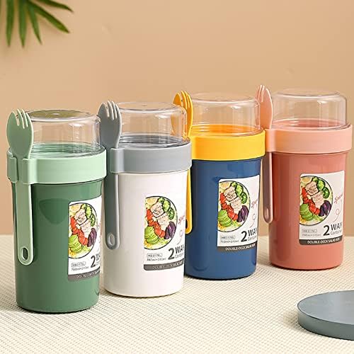  4 Pack Overnight Oats Containers With Lids And Spoon Keep Fit Salad Meal Shaker Cup, Breakfast On The Go Cups Portable Fruit And Vegetable Salad Cups Container