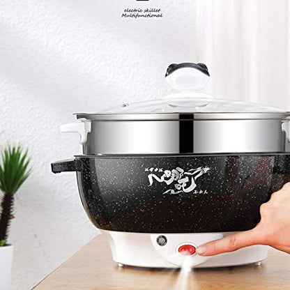  Electric Hot Pot, Nonstick Electric Skillet With Lid, 4 In 1 Multifunction Electric Cooker Skillet, With Anti Scalding Handle, For Cooking Egg, Fried Rice, Ramen, Soup,Pink,22cm