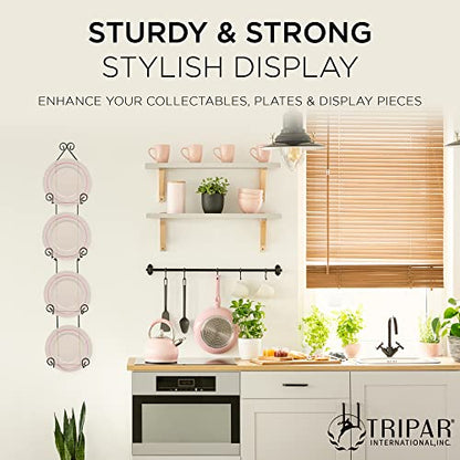  Tripar 4 Tier Vertical Black Plate Rack For Collectible Plates, Plaques, Dishes, & China