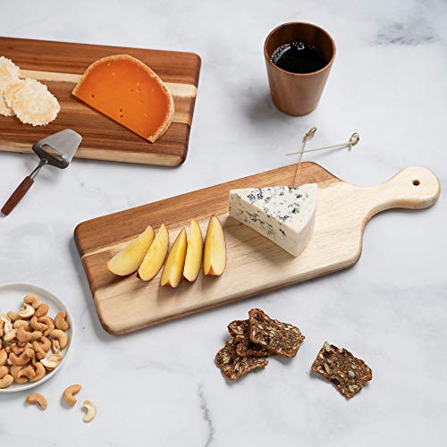 Villa Acacia Wooden Cutting Board - 17 X 6 Inch Wood Board Serving Tray For Bread And Cheese With Handle - Decorative Charcuterie Boards For New Home, Wedding Gift