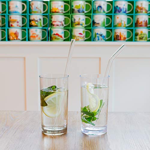  Reusable Glass Straws Assortment, 9 Inches, Eco Friendly With Brush (16 Pack Clear)