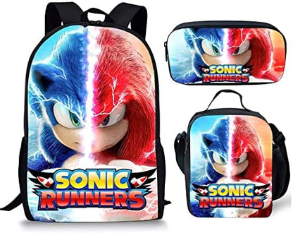  Anime Backpack Cute Lightweight Upgrade 3 Piece Bookbag Set With Lunch Box And Premium Pencil Case Set For Man Women