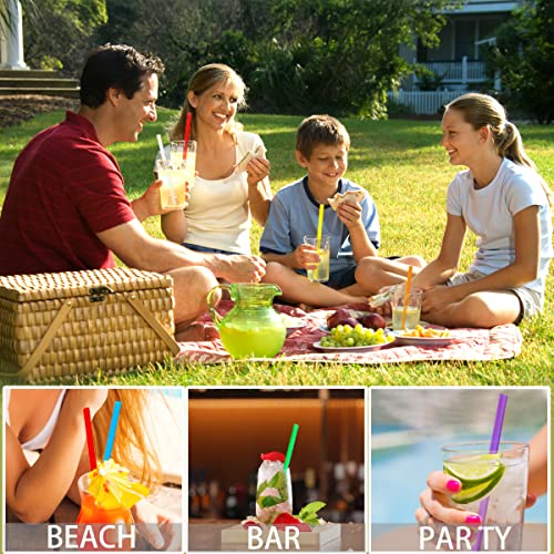  100 Pcs Individually Packaged Pointed Jumbo Smoothie Straws,Disposable Individually Wrapped Plastic Lengthen Milkshake Boba Straw (0.43" Diameter And 9.45" Long) (Colorful)