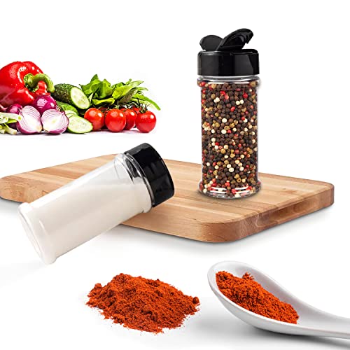  OyalHouse 12 Pack 5.5 Oz Plastic Spice Jars With Black Cap, Clear And Safe Plastic Bottle Containers With Shaker Lids For Storing Spice, Herbs And Seasoning Powders, BPA Free, Made In USA