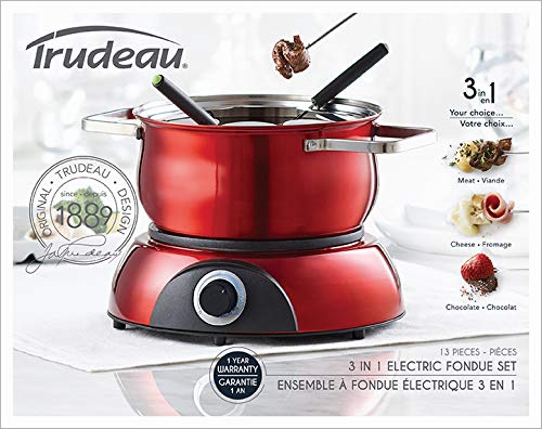  Trudeau Electric Scarlet Fondue Pot, 84 Oz, Red