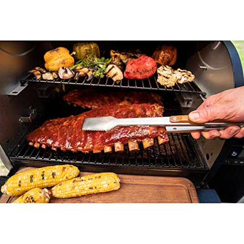 Traeger Pellet Grills BAC530 BBQ Tongs Accessory, Silver With Brown Small