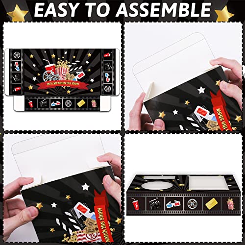  32Pcs Movie Night Snack Trays Hold Popcorn Candy Food Drink, Movie Theater Popcorn Holder Disposable Movie Boxes Supplies For Kid's Birthday Party Concession Stand Carpet Family