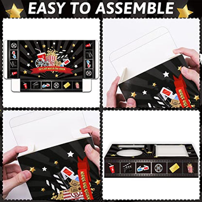  32Pcs Movie Night Snack Trays Hold Popcorn Candy Food Drink, Movie Theater Popcorn Holder Disposable Movie Boxes Supplies For Kid's Birthday Party Concession Stand Carpet Family