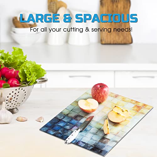  Glass Cutting Board, 16 * 12 Inch Set Of 1 Tempered Glass Cutting Board, Decorative Square Marble Chopping Board For Kitchen, Scratch, Heat, Shatter Resistant Cutting Mat (Mosaic)