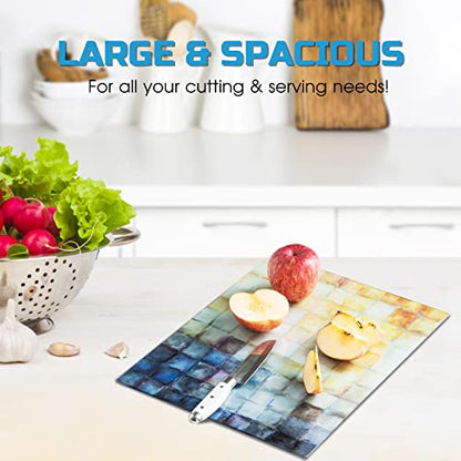  Glass Cutting Board, 16 * 12 Inch Set Of 1 Tempered Glass Cutting Board, Decorative Square Marble Chopping Board For Kitchen, Scratch, Heat, Shatter Resistant Cutting Mat (Mosaic)