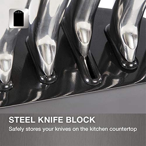 Morphy Richards Accents Knife Block, Satin, Stainless Steel Finish, 5 Piece, Std, Translucent Black