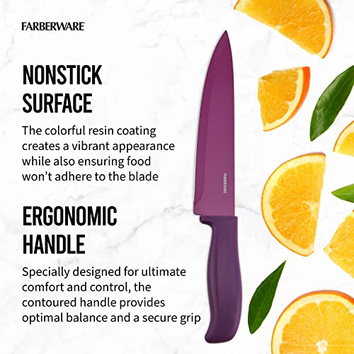  12-Piece Non-Stick Resin, Dishwasher-Safe Kitchen Knife Set With Custom-Fit Blade Covers, Razor-Sharp, Multicolor