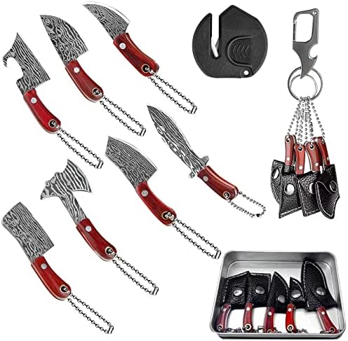  Tiny Knife Chef Keychain With Sheath For Package Opener Box Cutter Letter Opener-8pcs